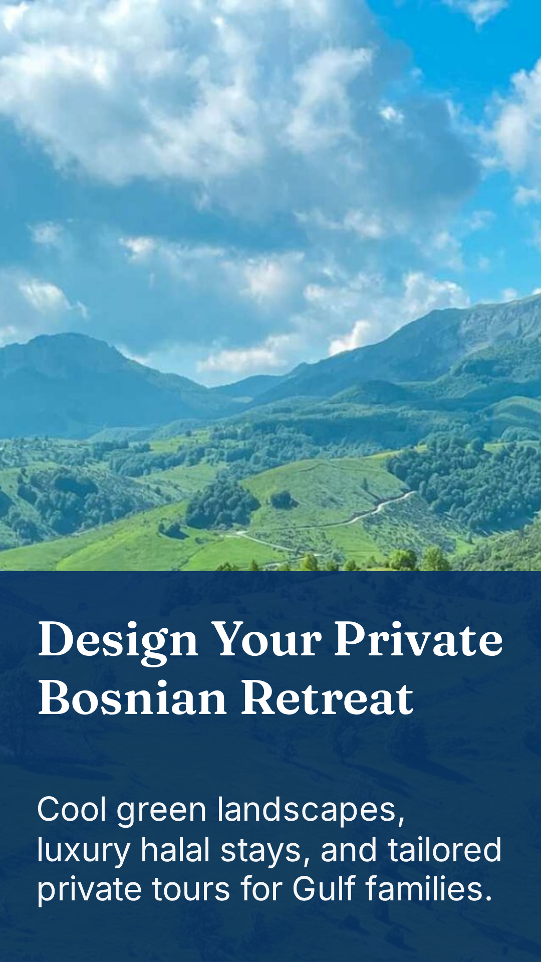 Green Bosnian mountain landscape introducing private retreats